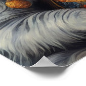 Young Hippie Mona Lisa und ihre graue Katze Poster (Ecke)