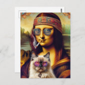 Young Hippie Mona Lisa und ihre Himalayakkatze Postkarte (Vorne/Hinten)