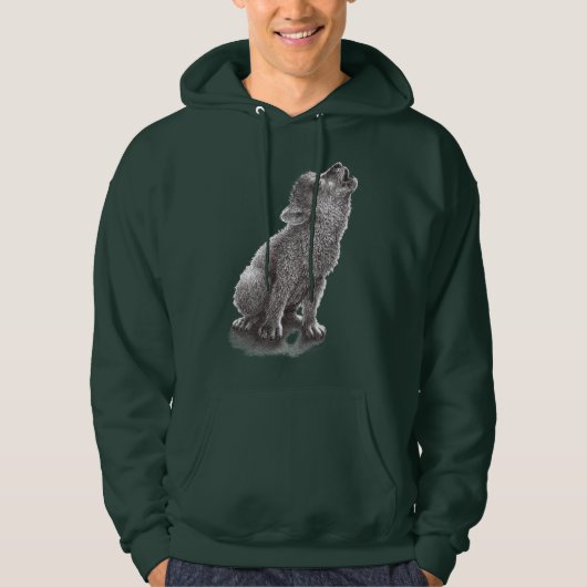Young Howling Wolf - Zeichnend Hoodie (Vorderseite)