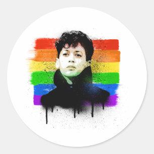 Young Kamala Harris LGBTQ Pride Graffiti Runder Aufkleber
