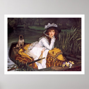 Young Lady & Her Pet Mops in einem Boot von James  Poster