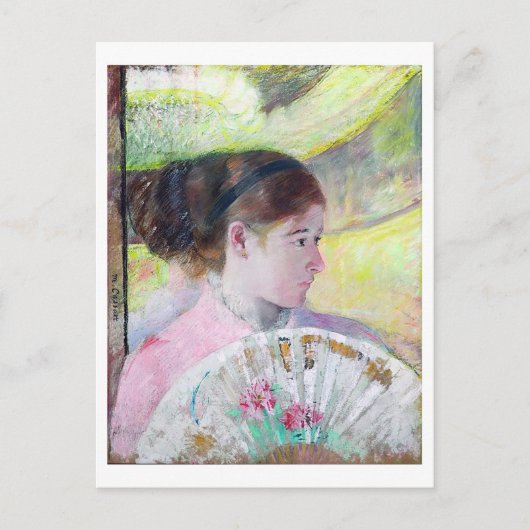 Young Lady with a Japanese Fan, Mary Cassatt Postkarte (Vorderseite)