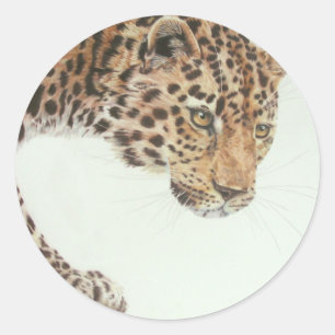 Young Leopard Painting Runder Aufkleber