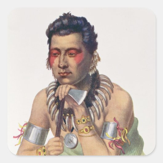 Young Ma-has-Ka, Chef der Iowas Quadratischer Aufkleber (Vorderseite)