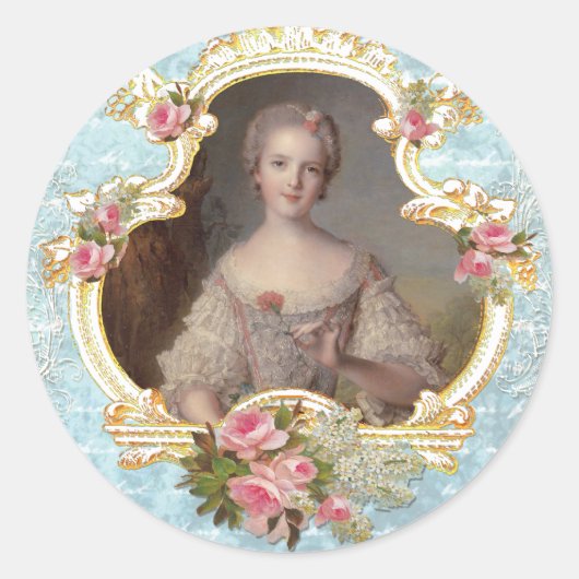 Young Marie Antoinette n Pink Roses Stickers (Vorderseite)