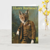 Young Master Fox Vintage Geburtstagskarte Karte (Gelbe Blume)