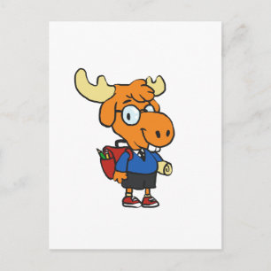 Young Moose with a backpack Choose back color Postkarte