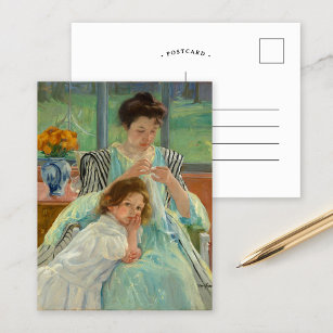 Young Mother Näwing   Mary Cassatt Postkarte