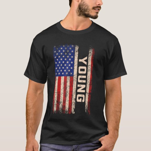 Young Nachname Shirt Young Name American Flag (Vorderseite)