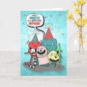 Young Nephew Birthday Monsters Cartoon Style Karte (Gelbe Blume)