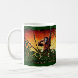 Young Orangutan & Rainforest Sunrise Art Tasse