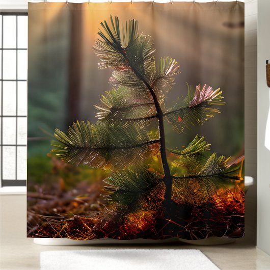 Young Pine Tree Jungle Woodland Wilderness Duschvorhang