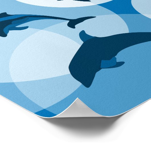 Young Playful Blue Wave Jumping Delphine Poster (Ecke)