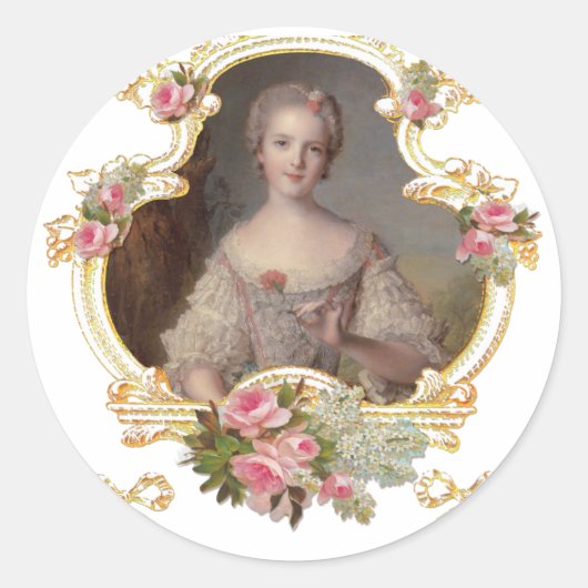 Young Queen Marie Antoinette Roses Cards Runder Aufkleber (Vorderseite)