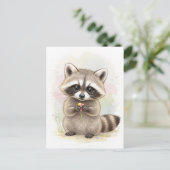 Young Raccoon Baby Wild Animals Postkarte (Stehend Vorderseite)