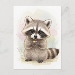 Young Raccoon Baby Wild Animals Postkarte