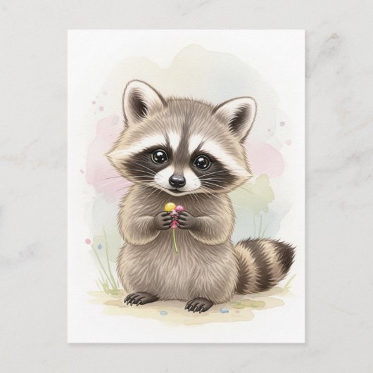 Young Raccoon Baby Wild Animals Postkarte (Vorderseite)