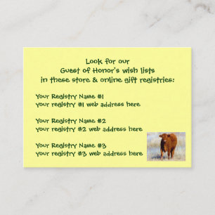 Young Red Cow Show Geschenkgutscheine Registry Wes Begleitkarte