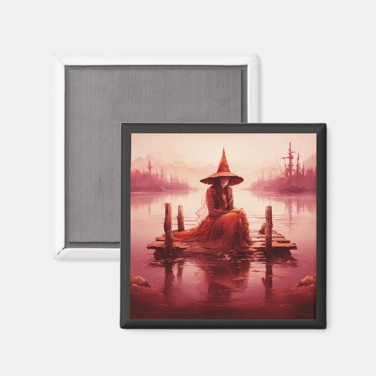 Young Red Hexen setzt auf gebrochener Pier Magnet (Vorderseite/Rückseite)