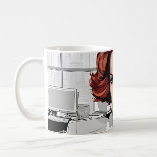 Young Redhead Beauty im Büro Kaffeetasse (Links)
