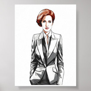 Young Redhead Beauty in Anzug Poster