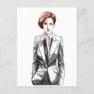 Young Redhead Beauty in Anzug Postkarte