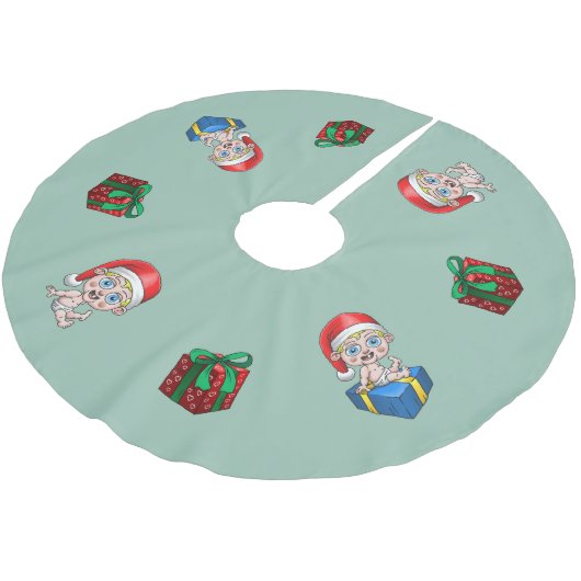 Young Santa Polyester Weihnachtsbaumdecke (Schrägansicht)