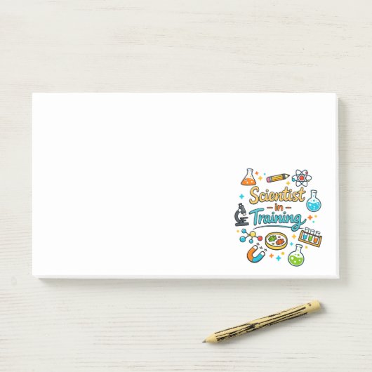 Young Scientist in Training Invitation Post-it Klebezettel (Auf Schreibtisch)
