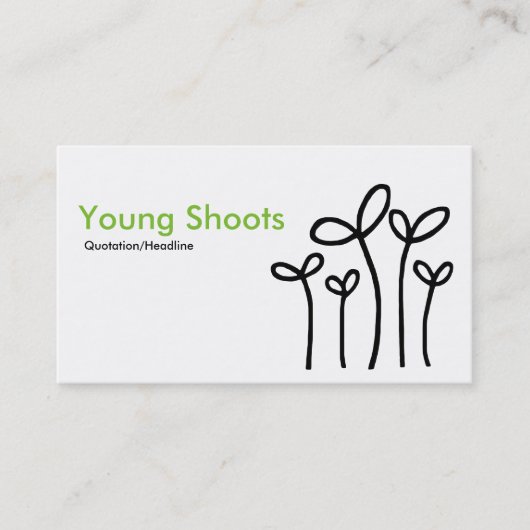Young Shoots - Grün mit Schwarz auf Weiß Visitenkarte (Vorderseite)