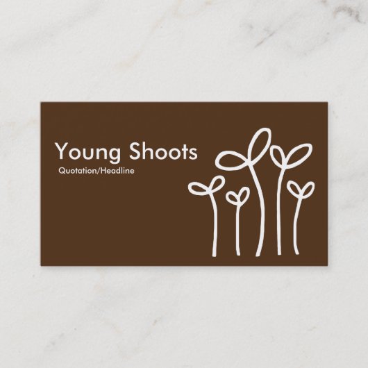 Young Shoots - White on Brown 4d2a10 (alt side) Visitenkarte (Vorderseite)