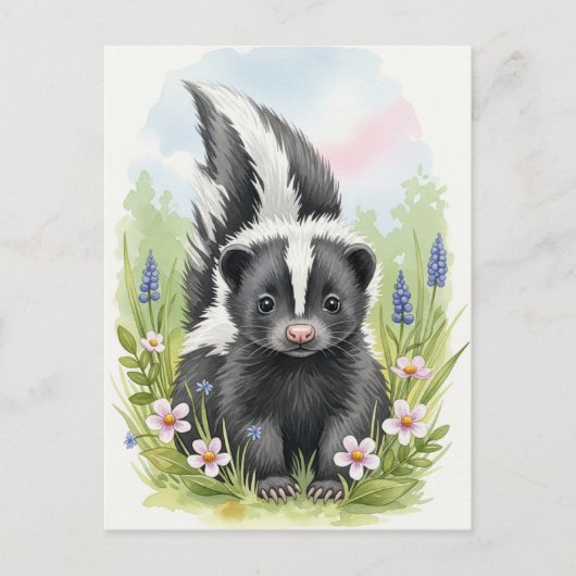 Young Skunk Baby Wild Animals Postcard Postkarte (Vorderseite)