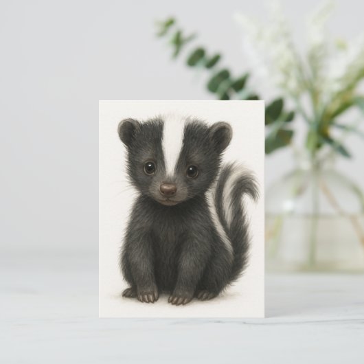 Young Skunk Baby Wild Animals Postcard Postkarte (Stehend Vorderseite)