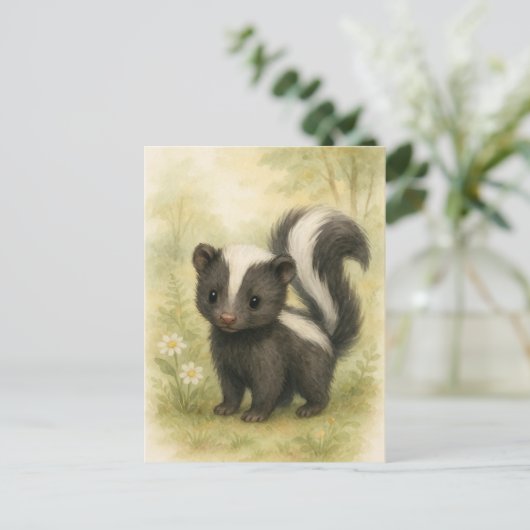 Young Skunk Baby Wild Animals Postcard Postkarte (Stehend Vorderseite)