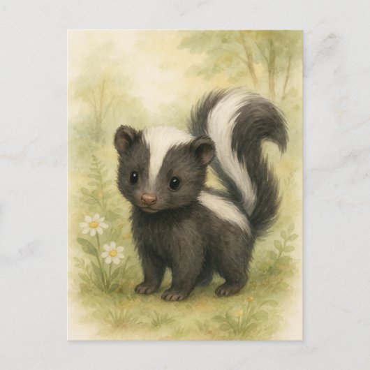Young Skunk Baby Wild Animals Postcard Postkarte (Vorderseite)