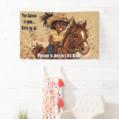 Young Smiling Girl Rides Horse Banner (Insitu)
