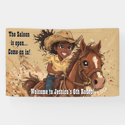 Young Smiling Girl Rides Horse Banner (Horizontal)