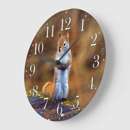 Young Squirrel Standing Tall Große Wanduhr (Winkel)