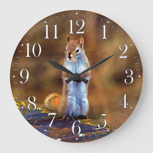Young Squirrel Standing Tall Große Wanduhr (Vorderseite)
