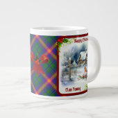 Young Tartan & Robin Christmas Personalized Jumbo-Tasse (Vorderseite Rechts)