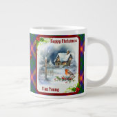 Young Tartan & Robin Christmas Personalized Jumbo-Tasse (Rechts)