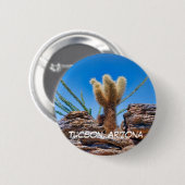 Young Teddy Bear Cholla Cactus, Tucson Button (Vorne & Hinten)
