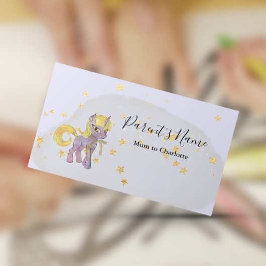 Young Unicorn and Golden Stars Business Card Visitenkarte