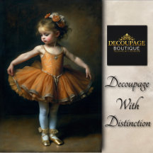 Young Vintage Ballerina in Orange Tutu Decoupage