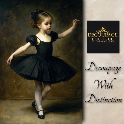 Young Vintage ballet dancer in Black Decoupage Seidenpapier