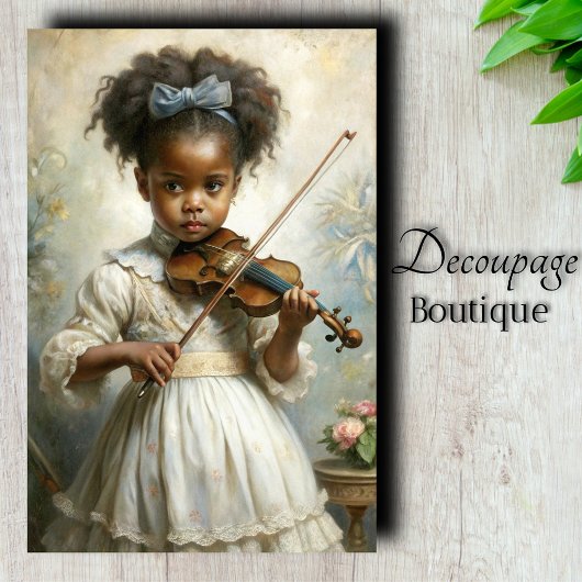 Young Violinist Girl Decoupage Seidenpapier