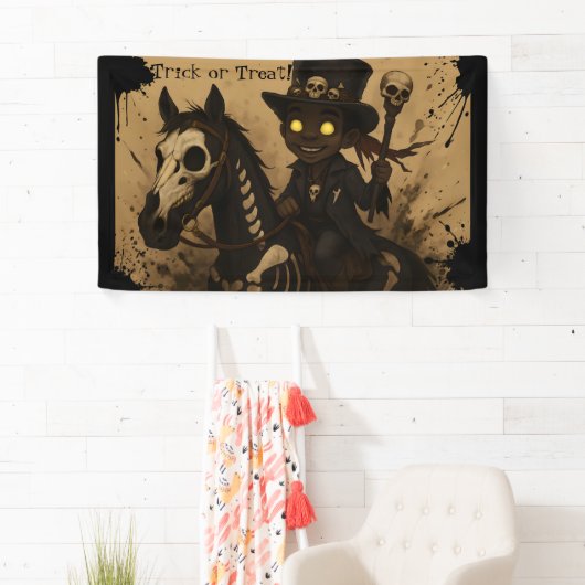 Young Voodoo Doc on Skull Horse Banner (Insitu)