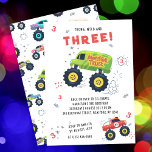 Young Wild 3. Geburtstag Kids Monster Car Trucks Einladung<br><div class="desc">Young Wild And Three 3 Birthday Kids Monster Car Trucks Einladung zeigt niedliche und farbenfrohe Monster Car LKWs mit dem Text "Young, wild and three" in der modernen roten Typografie-Schrift mit der Zahl 3 und Doodles. Ideal für Kinder zum dritten Geburtstag. Senden Sie die E-Mail oder laden Sie sich einfach...</div>