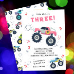 Young Wild 3. Geburtstag Kids Monster Car Trucks Einladung<br><div class="desc">Young Wild And Three 3 Birthday Kids Monster Car Trucks Die Einladung enthält niedliche und farbenfrohe Monster Car Trucks mit dem Text "Young, wild and three!" in einem modernen rosa Typografie-Skript, das mit der Zahl 3 und Doodles Akzente setzt. Ideal für Kinder zum 3. Geburtstag Party. Senden Sie die E-Mail...</div>
