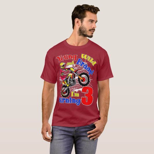 Young Wild and Braap Im Turning 3 Boy Motocross T-Shirt (Vorne ganz)