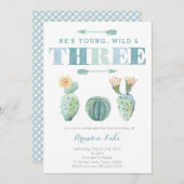 Young Wild and DREE Cactus 3rd Birthday Party Einladung (Vorne/Hinten)